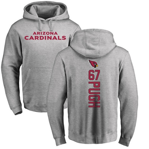 Arizona Cardinals Men Ash Justin Pugh Backer NFL Football #67 Pullover Hoodie Sweatshirts->nfl t-shirts->Sports Accessory
